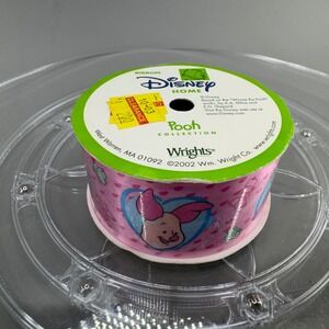 Disney Wrights Piglet Ribbon 9ft Pink Winnie the Pooh Kidcore Crafting Decor